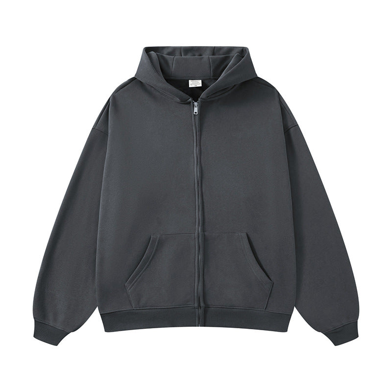 Unisex nan Kapuzen-Sweatjacke mit durchgehendem Reißverschluss, oversized Passform und Kängurutaschen EB