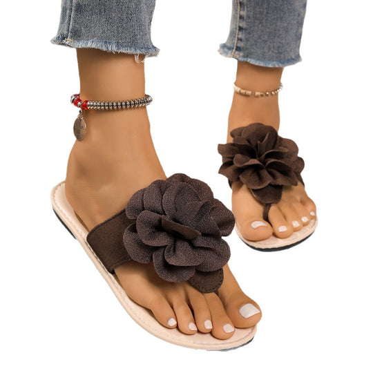 Damen Modische Slipper mit floraler Applikation EB