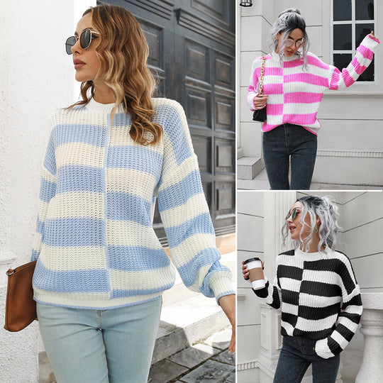 Damen Strickpullover mit Streifenmuster von EB