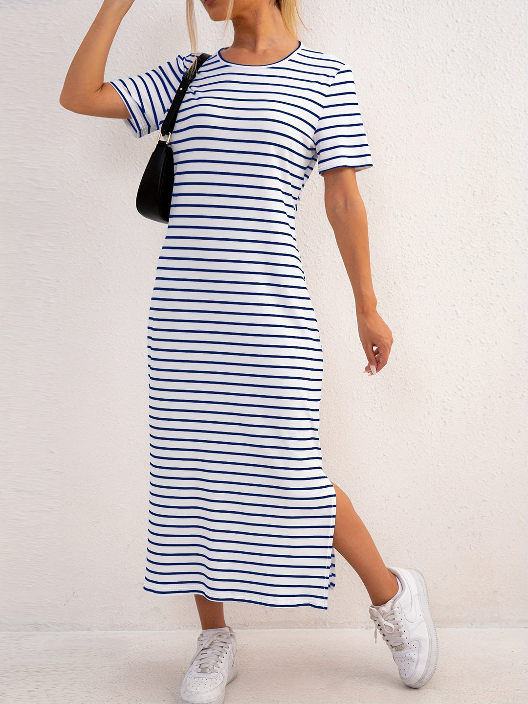 Damen Streifen-Maxikleid aus weichem Jersey EB