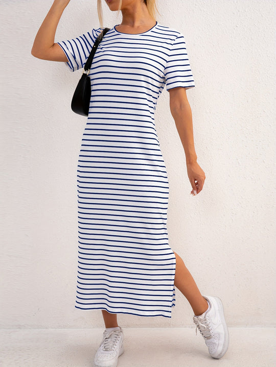 Damen Streifen-Maxikleid aus weichem Jersey EB