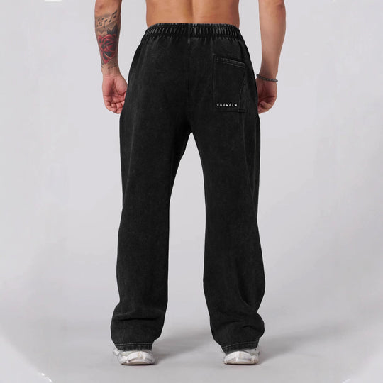 Herren nan weiche gewaschene Jogginghose mit weitem Schnitt und elastischem Bund EB