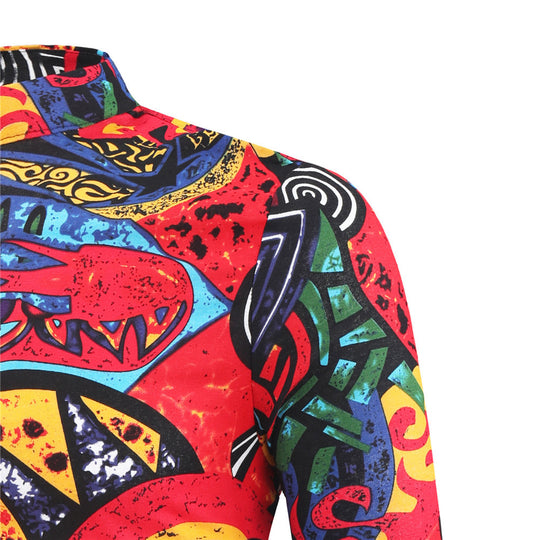 Damen Langarmshirt mit asymmetrischem Schnitt und buntem Grafikdruck EB