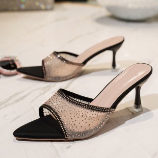Damen Glamouröse Riemchen-Sandalen mit glitzernden Applikationen EB