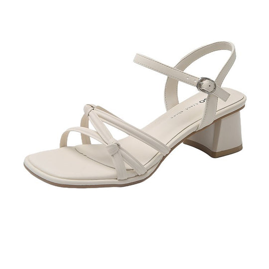 Damen elegante Sandalen mit verstellbarem Riemen und komfortablem Blockabsatz EB