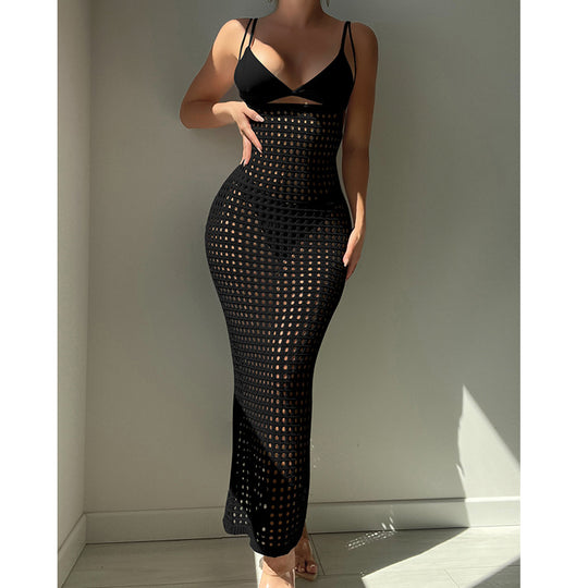 Damen Häkel-Maxikleid im figurbetonten Design EB