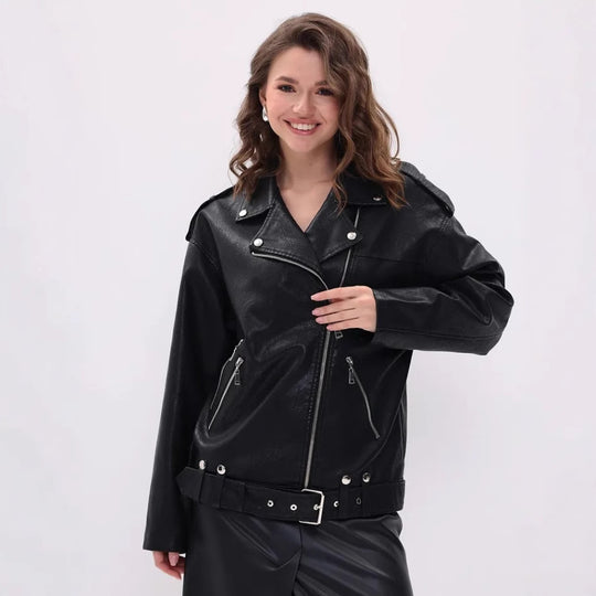 Damen modische Bikerjacke mit innovativen Details EB