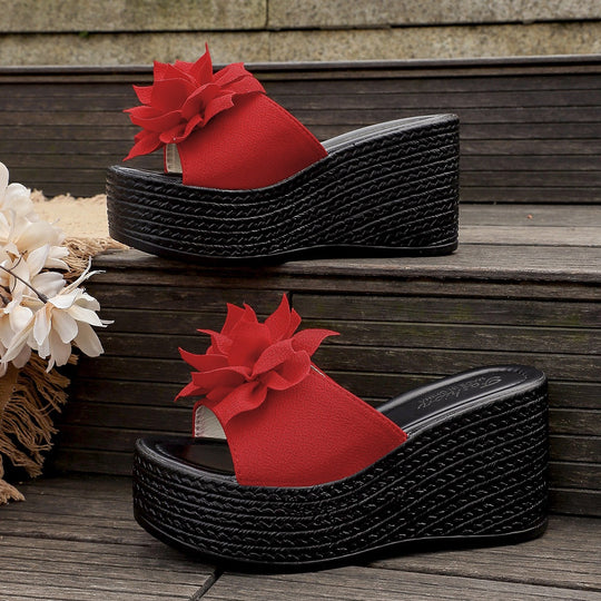 Damen Wedge-Pantoletten mit floralem Design und rutschfester Sohle EB