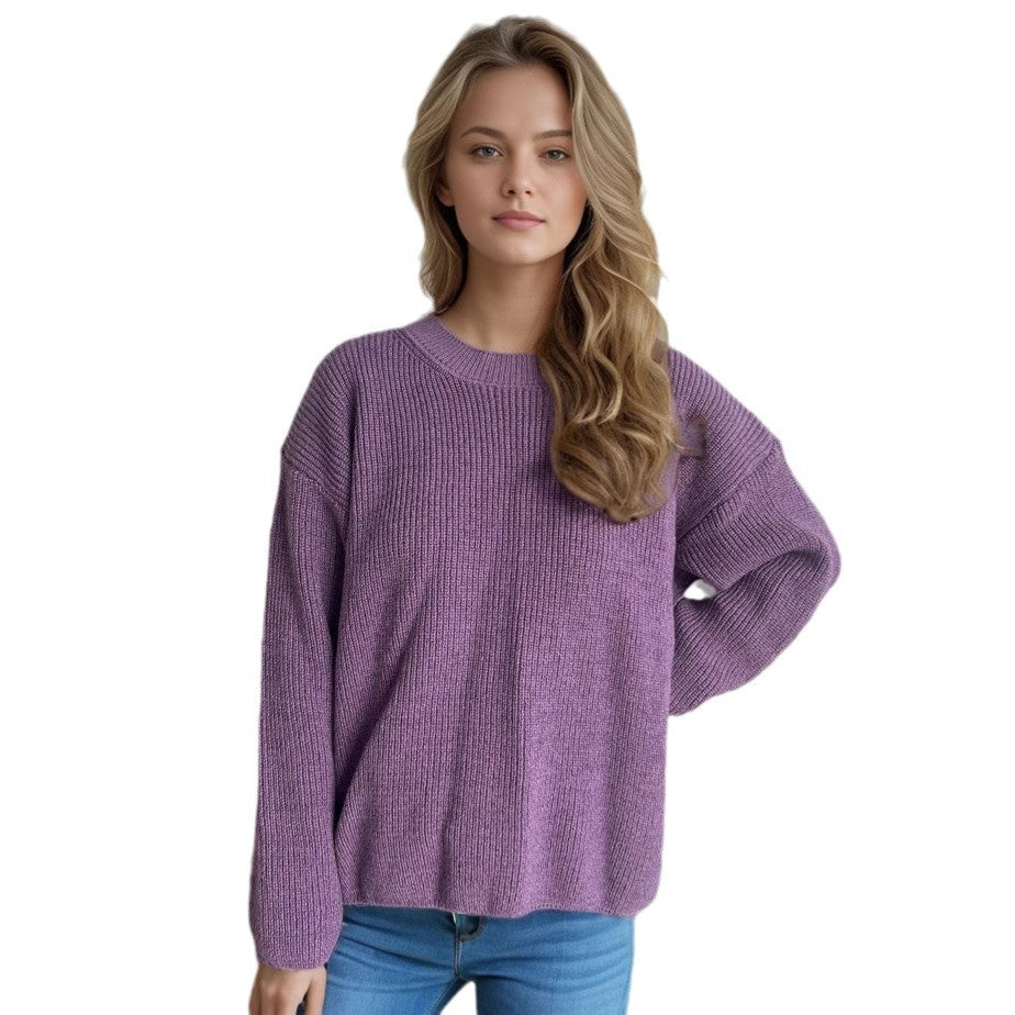 Damen lässiger Strickpullover mit großzügigem Schnitt und angenehmer Textur EB
