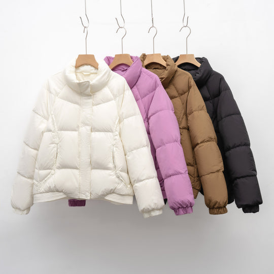 Damen Voluminöse Steppjacke mit modernem Kragen und praktischen Taschen EB