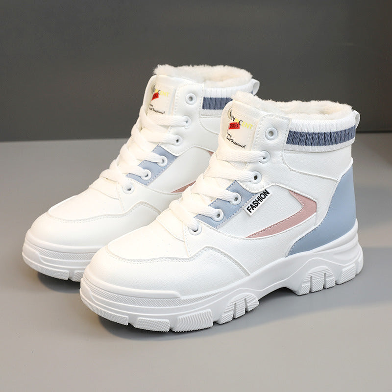 Damen modische High-Top Sneakers mit warmem Innenfutter und strapazierfähigem Obermaterial EB