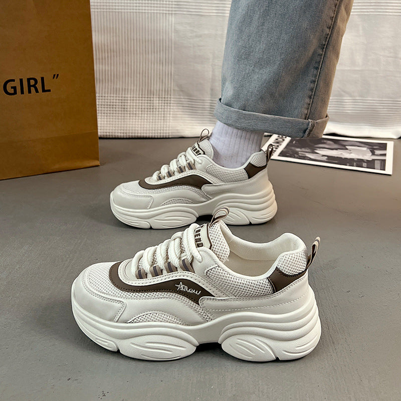 Damen modische Chunky Sneakers mit atmungsaktiver Mesh-Oberfläche und gepolsterter Sohle EB