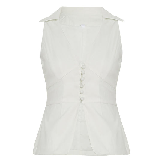 Damen elegant geschnittenes Wickeloberteil mit Knopfleiste und Kragen EB