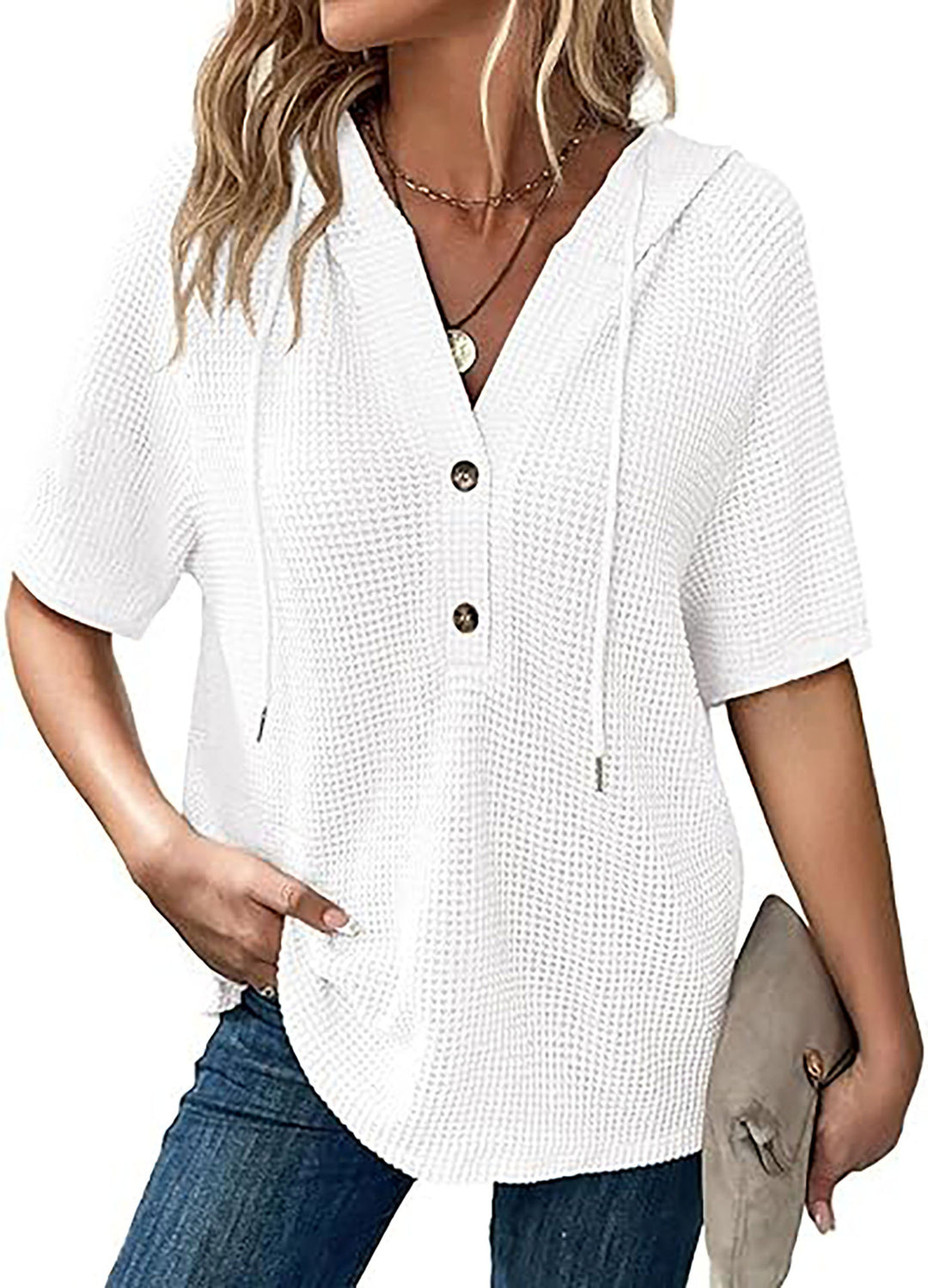 Damen Kapuzenshirt im Waffelmuster EB