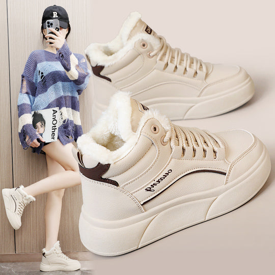 Damen hochflorige Sneakers mit kuscheligem Innenfutter EB