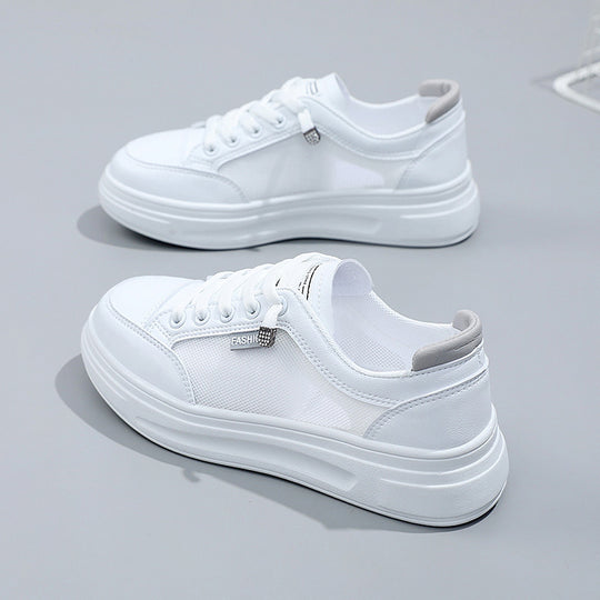 Damen Sportliche Freizeit Sneaker mit atmungsaktivem Mesh-Obermaterial und dämpfender Sohle EB