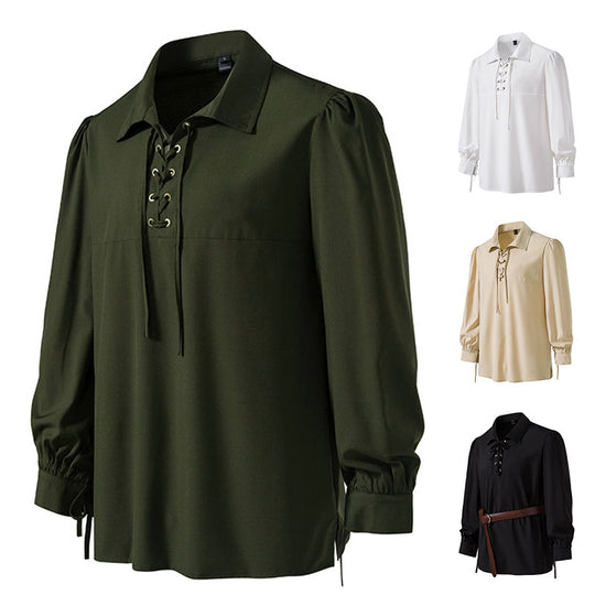 Damen Bluse mit modernem Schnürdesign und lässigen Puffärmeln EB
