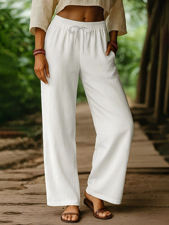 Damen Luftige Freizeithose mit weitem Schnitt und elastischem Bund EB