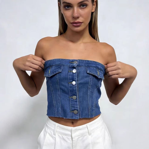Damen Jeans Bustier Top EB