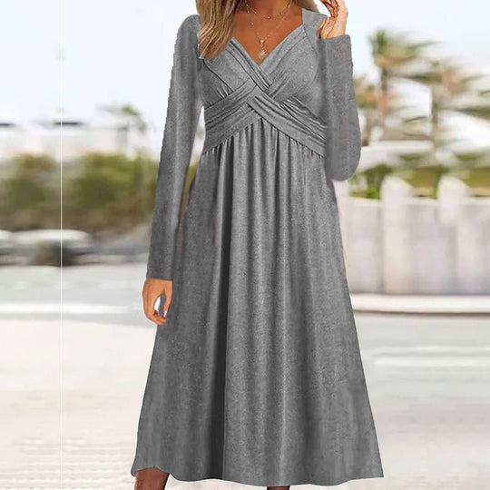 EB | Lässiges Langarmkleid Mit Kreuzdesign