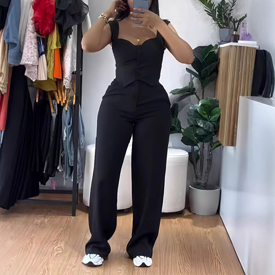 Damen Figurbetonter Jumpsuit mit tailliertem Schnitt und Knopfleiste EB