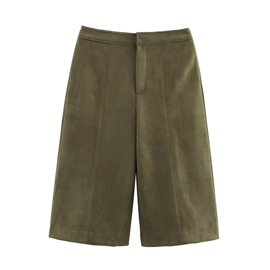 Damen weite Culotte mit eleganter Veloursstruktur und praktischen Taschen EB