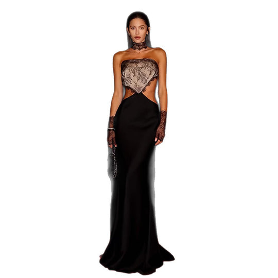 Damen Abendkleid mit verführerischem Spitzenoberteil und figurbetontem Design EB