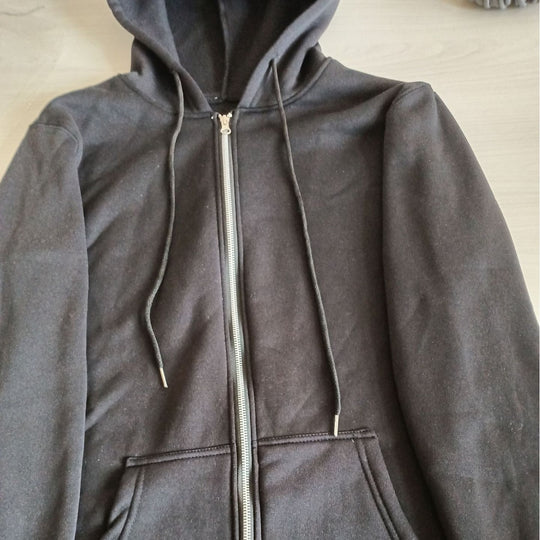 Damen nan zweiteiliges Lounge-Set mit Kapuzenjacke Reißverschluss und weiter Hose mit hohem Bund aus Sweatstoff EB