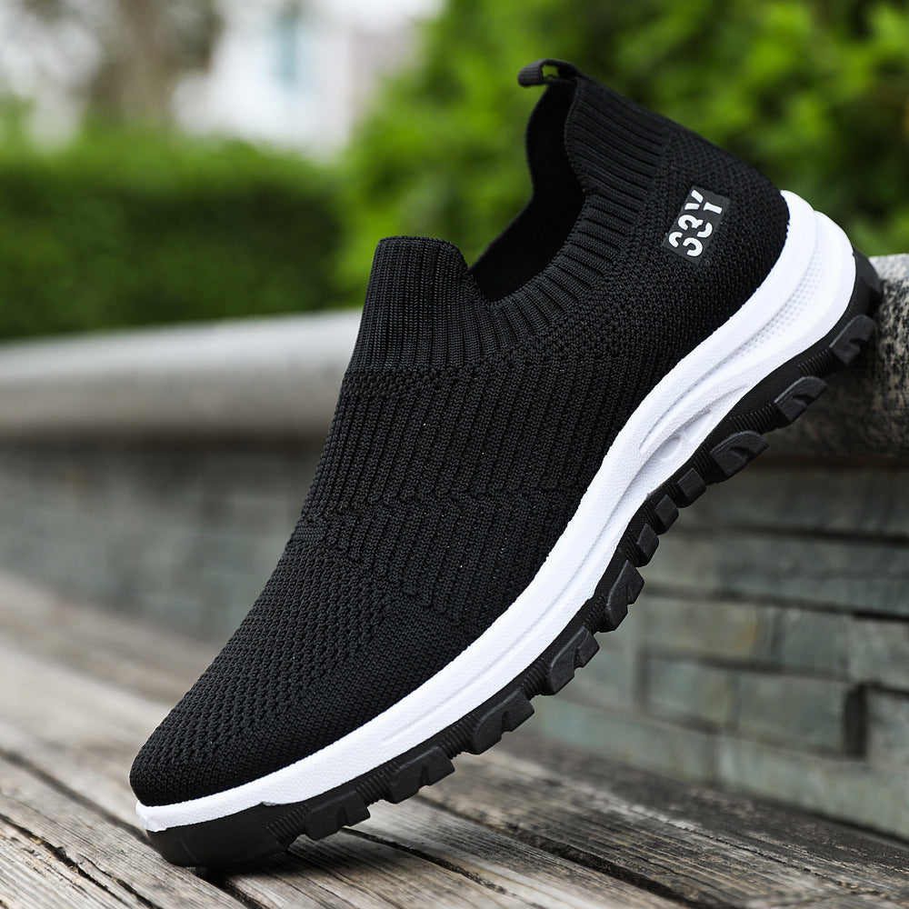 Damen Bequeme Slip-On Sneakers mit elastischem Strickoberteil und rutschfester Sohle EB