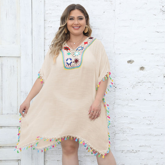 Damen Strandtunika mit fransigen Details EB