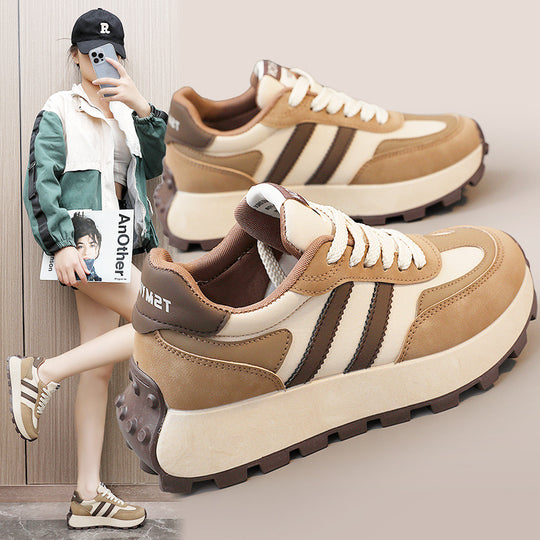 Damen modische Plateau-Runner Sneakers mit rutschfester Profilsohle EB
