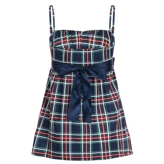 Damen sommerliches Trägerkleid mit eleganter Schleifenverzierung EB
