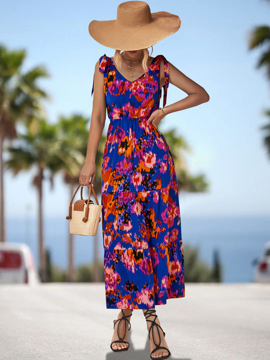 Damen Maxikleid mit verspieltem Floralprint und luftigen Trägern EB