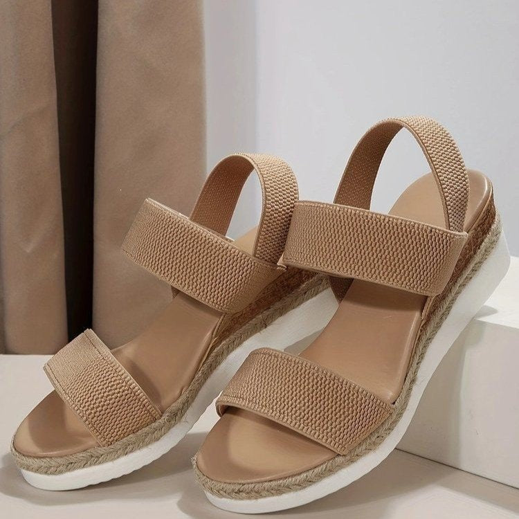 Damen Wedge-Sandalen mit elastischen Riemen und rutschfester Sohle EB