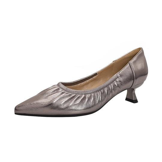 Damen elegante spitze Ballerinas mit raffiniertem Falten-Design EB
