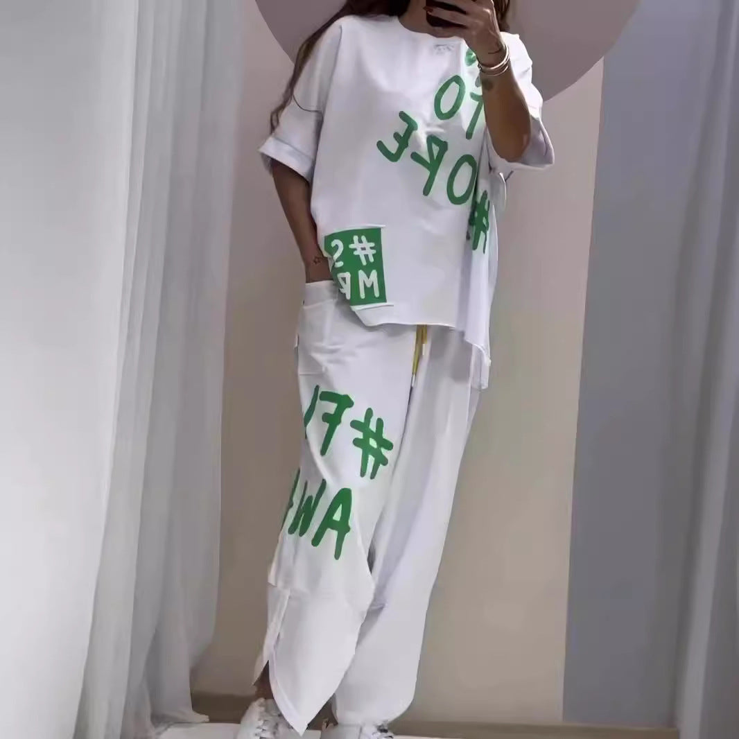 Damen lässiger Oversized Sweater und Jogginghose-Set EB