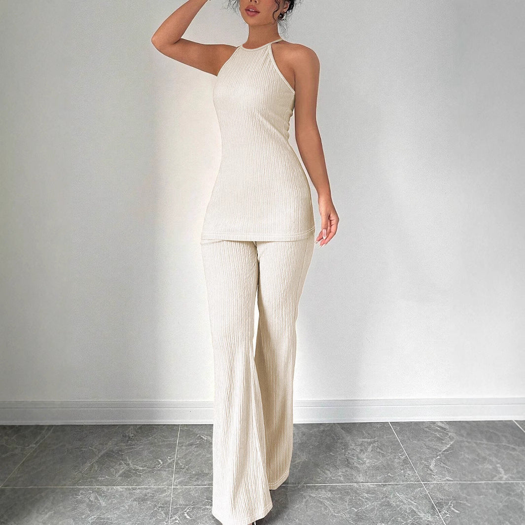 Damen Strick-Set mit weiter Hose und minimalistischen Design EB
