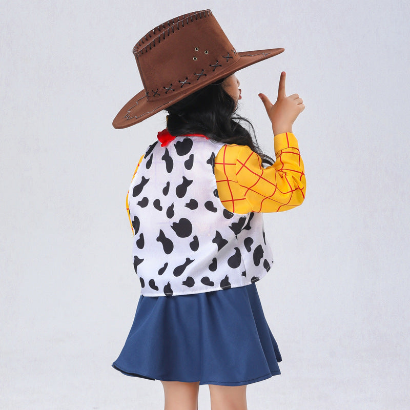 Mädchen Cowboy Kostüm mit Hemd und Rock EB