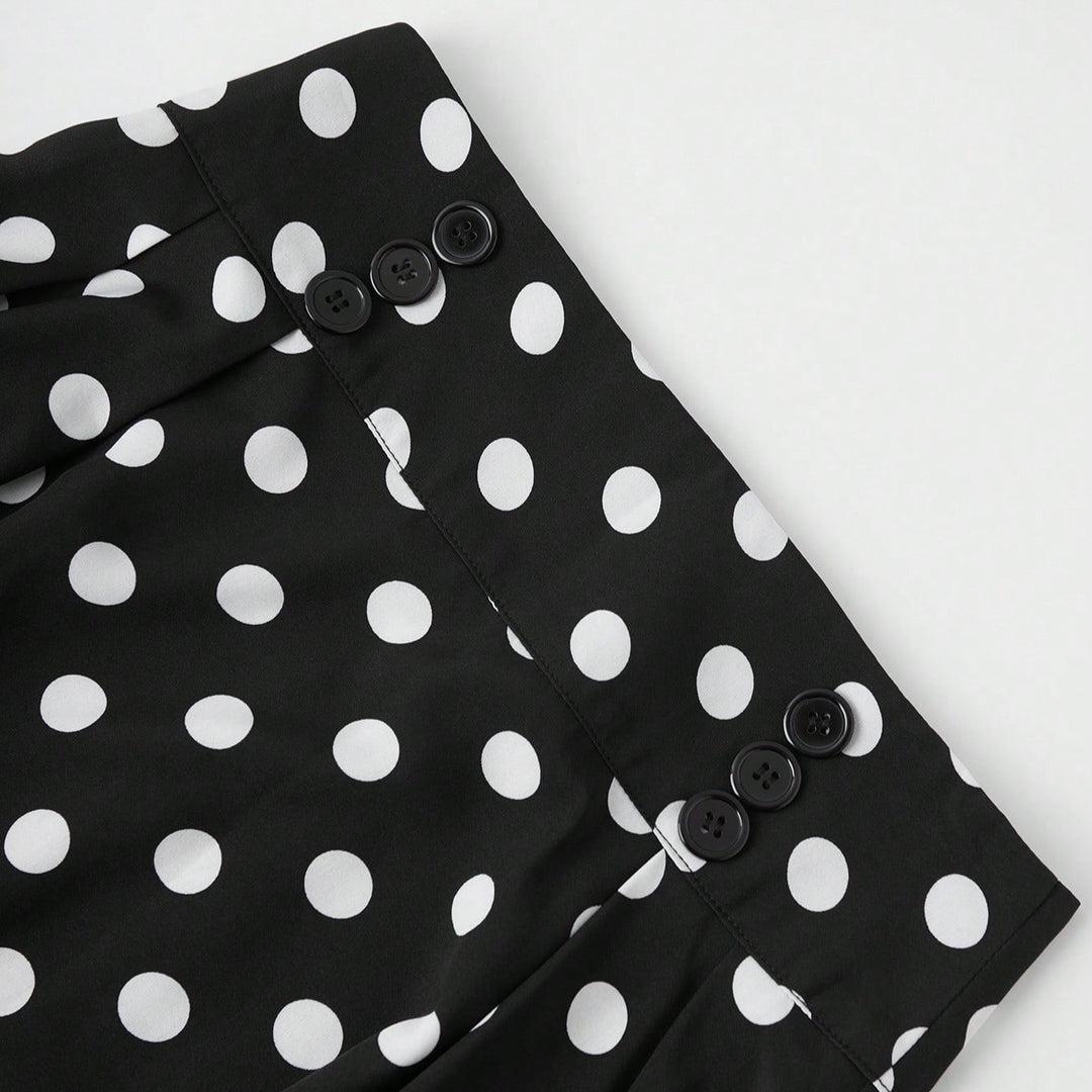 Damen Eleganter Midirock mit Polka Dots EB