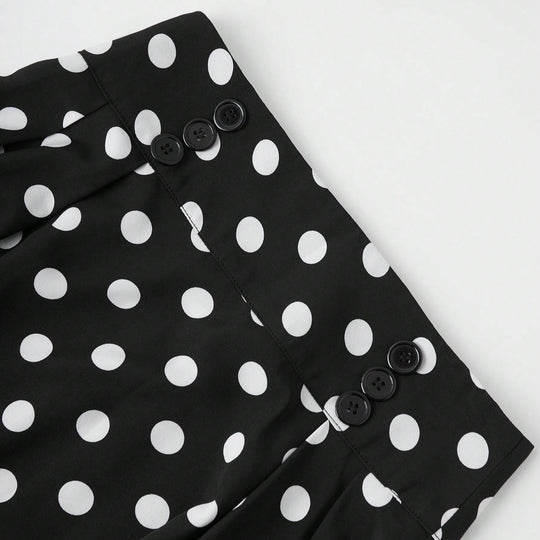 Damen Eleganter Midirock mit Polka Dots EB