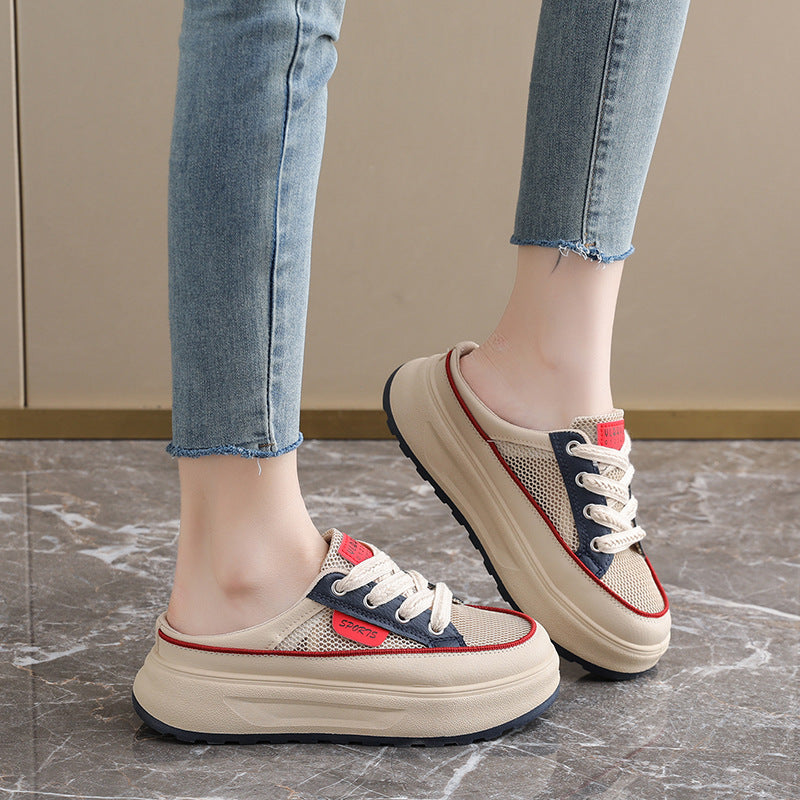 Damen Sportliche Freizeitschlüpfschuhe mit atmungsaktivem Mesh-Obermaterial und stabiler Sohle EB