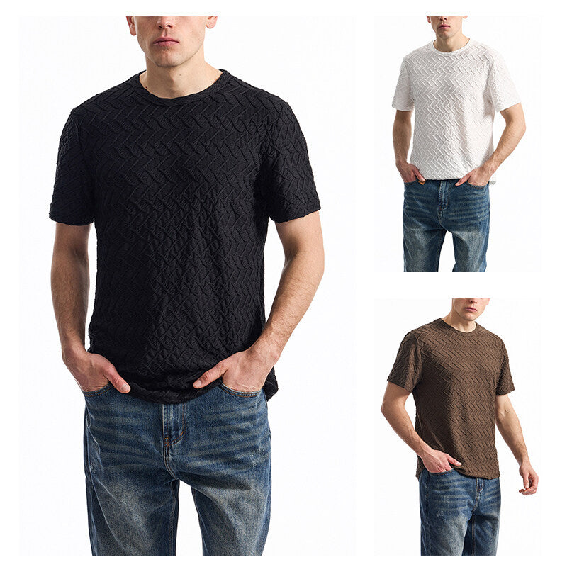 Herren T-Shirt mit strukturiertem Muster und lässiger Passform EB