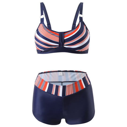 Damen nan sportliches Bikini-Set mit stützendem Bustier-Top und figurformenden Badeshorts EB