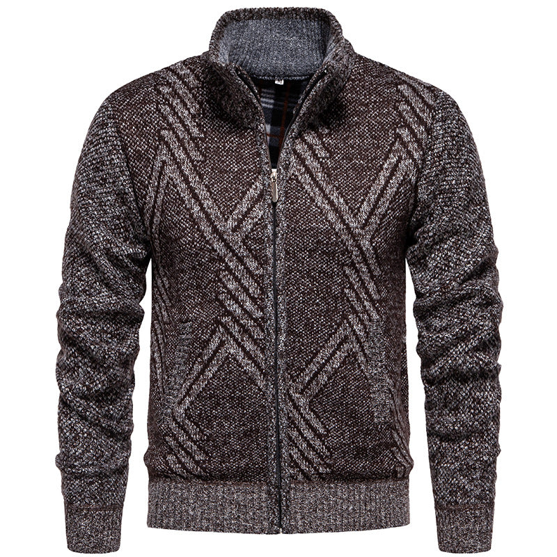 Herren sportliche Strickjacke mit modernem Zopfmuster EB