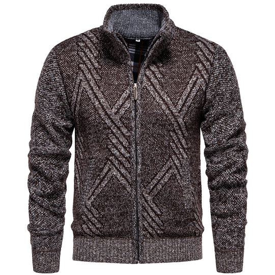 Herren sportliche Strickjacke mit modernem Zopfmuster EB