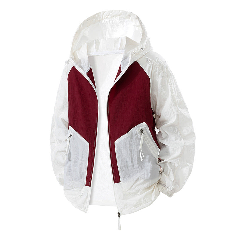 Damen leichte Windbreaker-Jacke mit verstellbarem Kapuzenkragen und atmungsaktiven Eigenschaften EB
