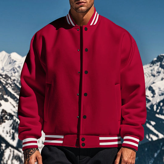 Herren nan stylische College-Varistyjacke mit geripptem Kragen, elastischen Bündchen und wärmender Thermowattierung EB