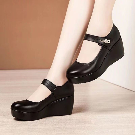 Damen Elegante Plateauschuhe mit modischem Riemen und luxuriösem Absatz EB