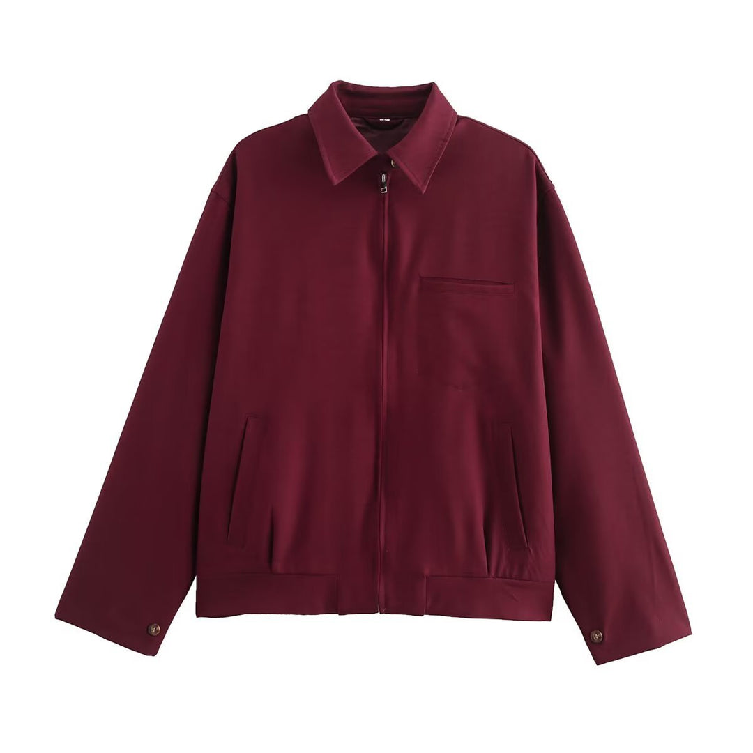 Damen langärmlige Utility-Jacke mit praktischen Taschen und hohem Kragen EB