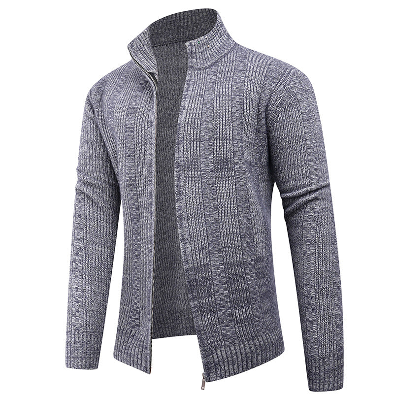 Herren Freizeit Strickjacke mit hohem Kragen und modernem Zipper EB